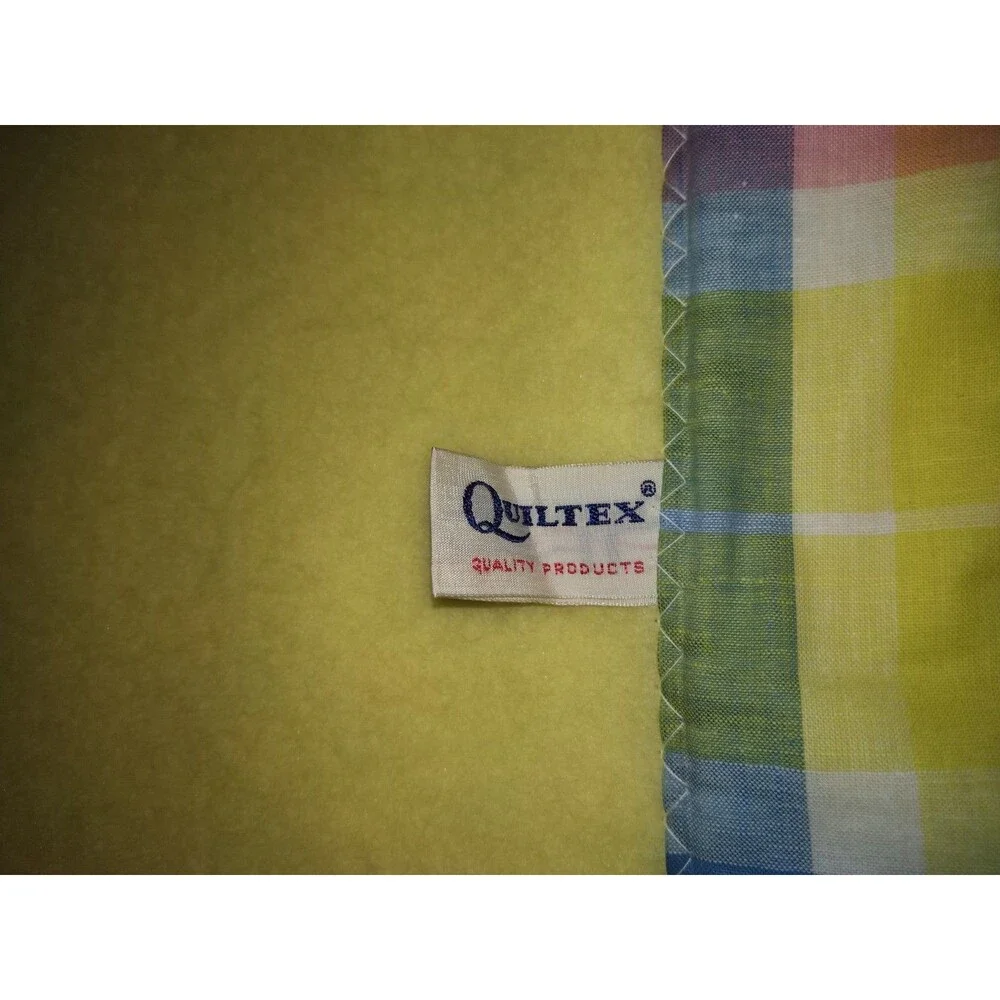 Quiltex Vintage Yellow Acrylic Baby Blanket Plaid Trim 36x49” (Bonus Dog Flawed)